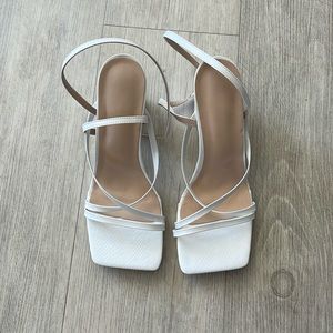 White square toe heels